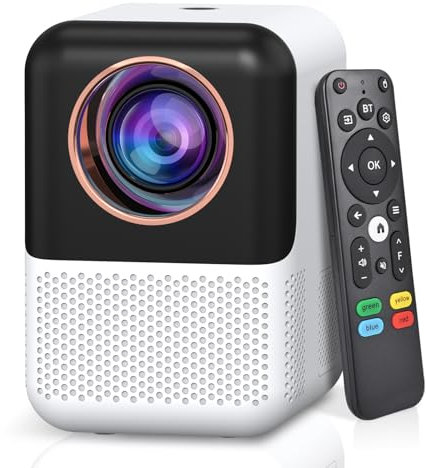 Proyector WiFi Bluetooth integrado Netflix, [enfoque electico] 1080p 350 ANSI Mini proyector portátil Smart TV, compatible con 4K, Office DOC, 4D 4P Keystone, 50% zoom digital, YouTube, etc