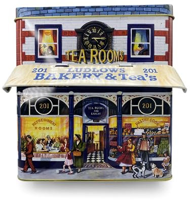 stylebox Große Dose in Form eines alten Backsteinhauses Bakery mit Vordach Keksdose Deko-Box Retro-Dose Aufbewahrung, Volumen: 3.5 L, Maße: 18 x 10 x 21 cm