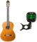 Yamaha C40II Konzertgitarre natur – Hochwertige Akustikgitarre für Einsteiger in klassischem Design & Fender FT-1 Pro Clip-On Tuner – Für akustische und E-Gitarre, Bass und Ukulele – Schwarz