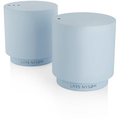 LARS NYSØM Mini Salt and Pepper Shakers Set | Stainless Steel Salt and Pepper Shakers with Modern Minimalist Design, Easy Refill, Small Size (Sky Blue)