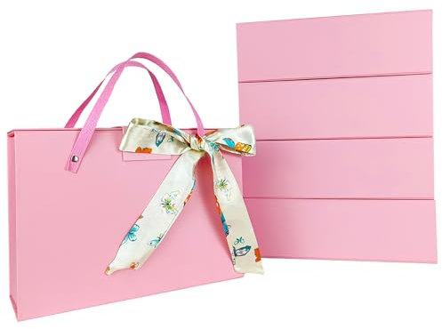 Große Geschenkbox - 5er Pack 28cmx19cmx9cm Rosa Geschenkboxen mit Deckeln, tragbare magnetische Geschenkboxen für Geschenke, Frauen, Brautjungfernvorschläge, Muttertag, Hochzeit.