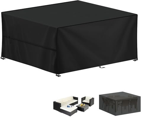 LAMUNI Housse pour Mobilier de Jardin, 420D Oxford Bâche Table de Jardin, Imperméable Housse Table Jardin Bache de Protection Exterieur Salon de Jardin pour Table, Chaise et Canapé, 250x200x80cm