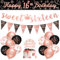 Girls 16th Birthday Decorations Black Rose Gold Sweet Sixteen Decorations 16 Pack Girls Happy 16th Birthday Banner Bunting Kit by Sheinly