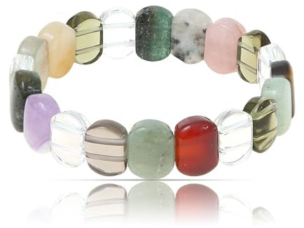 Made by Nami Buntes Edelstein Chakra Armband Damen aus echten Steinen Geschenke für Frauen (Bunt)