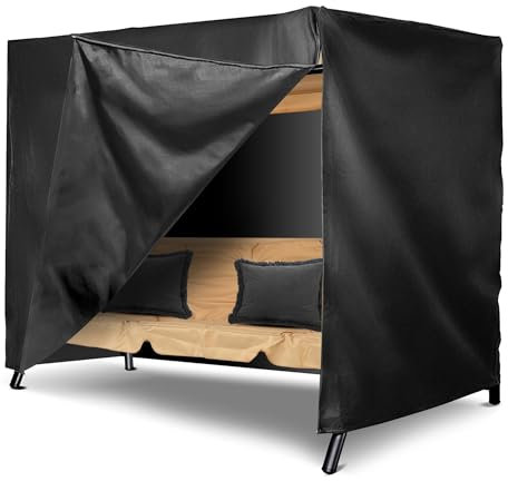 ASAB Garden Swing Seat Cover 3 Seater Waterproof 600D Oxford Fabric Outdoor Garden Swing Cover with Zipper Closure Windproof UV Resistant Breathable Patio and Garden Hammock Cover 210x150x150cm