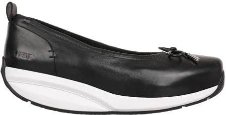 MBT SAKURA Damen-Ballerinas im Casual-Stil. Anatomisch bequeme Gehschuhe. Physiologisches Schuhwerk für Komfort und Stabilität mit gebogener Sohle. Leder-Slipper mit Wippensohle. Farbe Schwarz