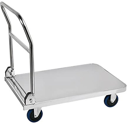 Plattformwagen Plattformwagen Edelstahl beweglicher Handwagen mit Rädern und Griff für Home Office Lager Fabrik 209 kg Tragfähigkeit Plattformwagen