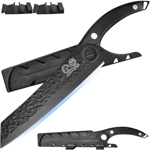 XYJ 8.5 Inch Kitchen Knife,High Carbon Steel Hand Forged Japanese Chef Knife for Meat Cutting,Cleaver,Cooking Knife with Finger Hole Design,Knife with Sheath, Full Tang,Ergonomic Handle