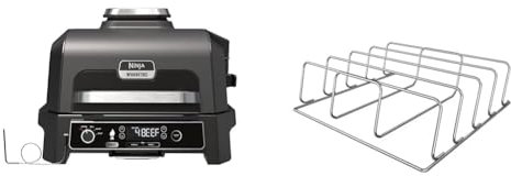 Ninja Woodfire Pro XL Elektrogrill, großer 4in1-Außengrill & Woodfire XL Rippen-Grillrost zum Grillen von bis zu 4 vollen Rippen