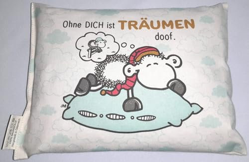 Traumhafte Genusswelten Zirbenkissen Sheepworld 19 x 26 cm Ohne Dich ist träumen Doof Schaf auf Kissen