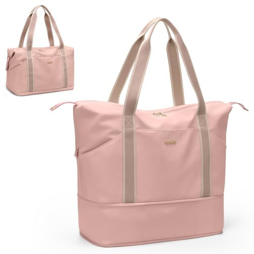 GOLF SUPAGS Bolsa de Viaje Mujer, Grande Bolsa de Deporte, Ligera Bolsas Gimnasio de Viaje, Expandible Bolsas de Viaje Fin de Semana, para Deporte, Vacaciones (Rosa)