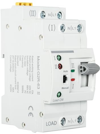 Jadeshay ATS Commutatore Elettronico, G2R 2P 63A Interruttore Automatico di Trasferimento ATS Commutatore di Trasferimento del Generatore Selettori Elettrici su Guida Din 220V