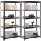 Heavy Duty Metal Shelving Units Set of 2 Garage Storage Racks, Adjustable Shelves 5 Tier 90cm W x 180cm H x 40cm D Black Steel Shelves for Garage, Workshop, Shed, or Warehouse