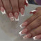 24-Piece Long Square French False Nails Set with Glossy Full Coverage & Gel Nail Glue - Press On Style for Women/Girls - French Heart Design