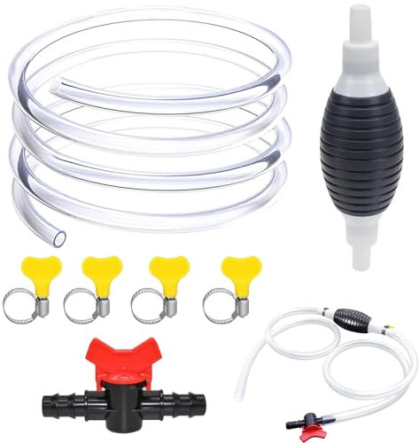 Pompe Manuelle, Pompe Transfert Liquide L'eau, Universelle Pompe Siphon avec Flexibles 3M, Pompe Essence de Transfert de Portable Manuel, pour Carburant, Essence, Diesel, Eau Liquide