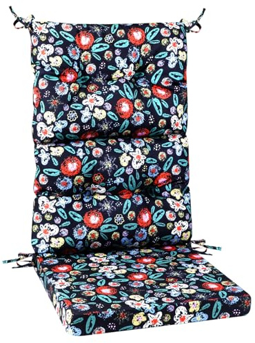 PRIMEPATIO Hochlehner-Auflage 1 Stück, 120 × 50 × 6 cm Gartenstuhlauflage mit Befestigungsbändern, weiches Sitz- und Rückenpolster für Balkon, Terrasse und Garten, Terrasse & Gartenmöbel, Blüten