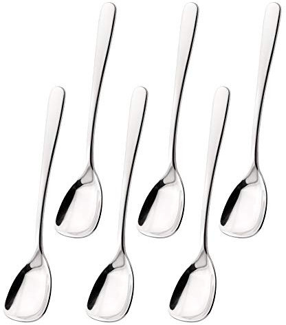 FOXAS Set of 6 Ice Cream Spoons, Dessert Spoons, 5.71-inch Elegant Gelato Spoons, Small Iced Coffee Tea Spoons, Shovel Cake Spoons, 18/8 Stainless Steel