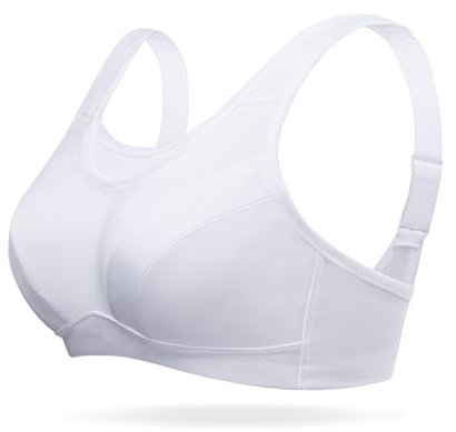 Deyllo Damen Sport BH Große Brüste starker Halt Sport-BHs Ohne Bügel für Fitness Joggen Lauf Yoga (Weiß, 85B)