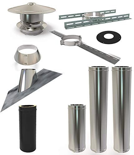 Double Wall Insulated Chimney Flue for Wood Burners and Wood Pellets Diameter 80