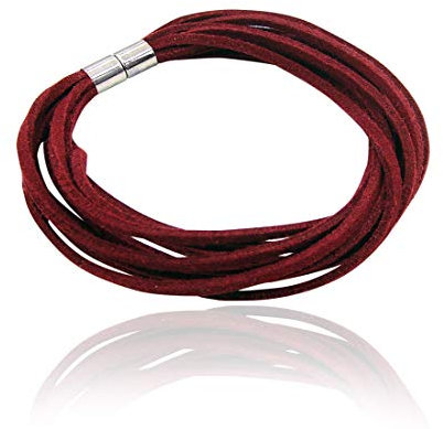 55-409 – Armband aus mehrreihigem Leder, Durchmesser ca. 0,6 cm, mit Magnetverschluss, modische Armbänder für Damen (Bordeaux)