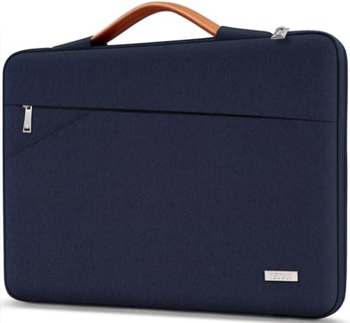 TECOOL 15.6 Inch Laptop Sleeve Case with Handle, Computer Bag for 15-15.6 Inch Lenovo ThinkPad IdeaPad Acer ASUS Dell HP Notebook Chromebook Shockproof Waterproof Protective Laptop Case, Dark Blue