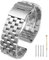 Kai Tian Silber Armbanduhr Fünf Reihen Edelstahl Uhrenarmband Ersatzbänder Für Männer 24mm Metall Uhrenarmband für Damen Herren Poliert Doppelverschluss