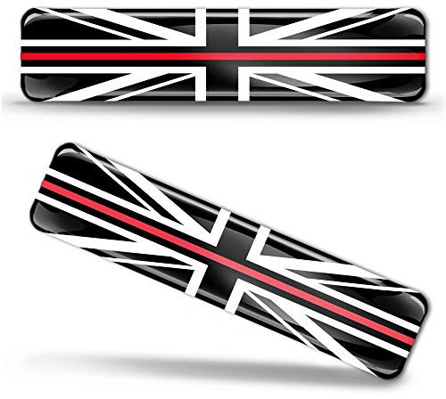 Biomar Labs® 2 x Aufkleber 3D Gel Silikon Stickers Grossbritannien England UK Union Jack GB Thin Red Line Firefighter Flag Dünne Rote Linie Feuerwehr Flagge Fahne Autoaufkleber F 63