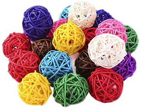 NUOBESTY 40 Stücke Rattankugel Bunte Dekokugeln Wicker Rattan Ball Kugeln Hochzeit Tischdeko Streudeko Party Hängedeko Aromatherapie Duft DIY Handwerk 3cm