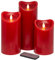 Tronje LED Echtwachskerzen 3er Set mit Timer u. Fernbedienung 15/19/23cm Kerzen mit beweglicher Flamme Rot