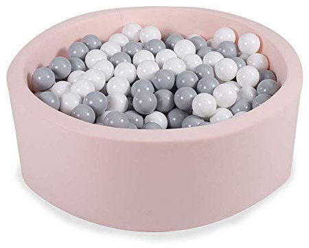 Angelove Piscine à Balle pour Bébé 90x30cm – Piscine à Balles Enfant en Coton Doux avec 200 Boules en Couleurs, Rose Clair