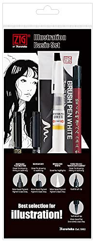 Kuretake Zig Inktober Lot de 4 stylos pour illustration, dessin manga, lettrage et calligraphie, artiste professionnel, fabriqué au Japon (Special 20)