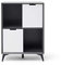 Robas Lund Highboard Weiß Grau, Wohnzimmerschrank mit 180° drehbarer Tür, Schrank BxHxT 80x115x40 cm