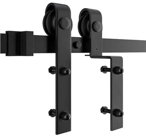HOCONNIE 7FT/213cm Porte de Grange Coulissante Rail de Porte Coulissante Kit Coulissant pour Porte de Grange pour Double Porte