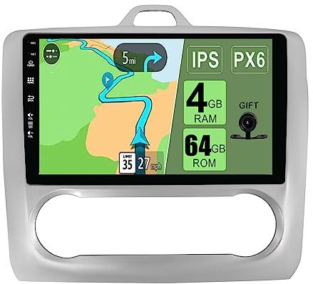 YUNTX PX6 Android 11 Autoradio kompatibel mit Ford Focus(2004-2011) - [4G+64G] - 9 Zoll - Unterstützung DAB/GPS/USB/Carplay/Bluetooth 5.0 / Freisprecheinrichtung/Lenkradkontrolle/Mirrorlink