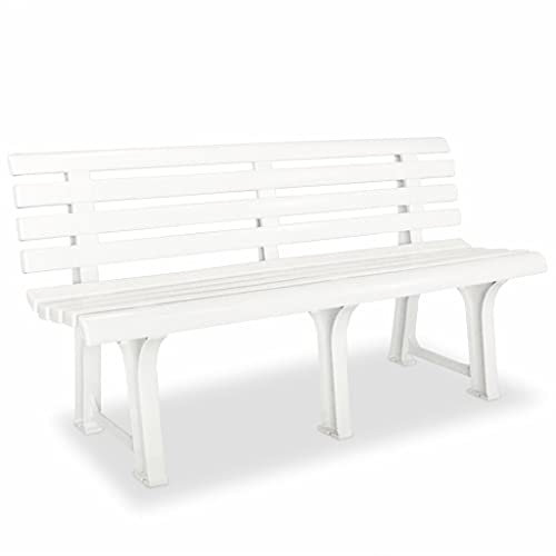 CHAHO Bequeme Gartenbank, ideal für den Balkon oder Garten 145,5 cm Kunststoff Weiß