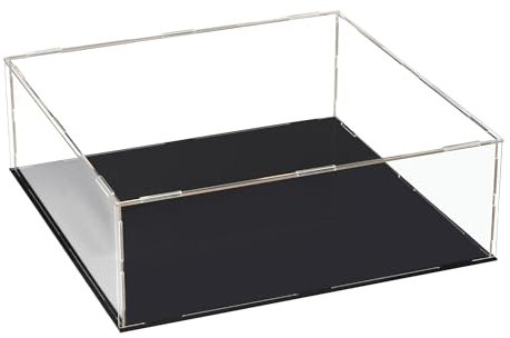 sourcing map Acryl Klar Vitrine Box Staubdichter Schutz Würfel Sammlerstück Ausstellungsbox 30x30x10cm