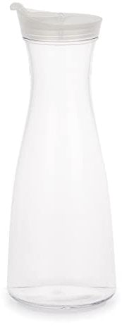 Kadum Brocca per acqua infrangibile, 1 l, infrangibile, caraffa in vetro con coperchio, contenitore da campeggio, patio, giardino, bar, in policarbonato, senza BPA