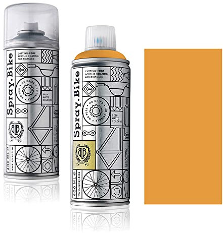 SPRAY.BIKE Fahrrad Lackspray in versch. Farben - KEINE GRUNDIERUNG notwendig - Acryllack/Lack Spray in 400 ml Spraydose, Matt- und Klarlack Optik möglich (Senfgelb Carlton, Klarlack Set)