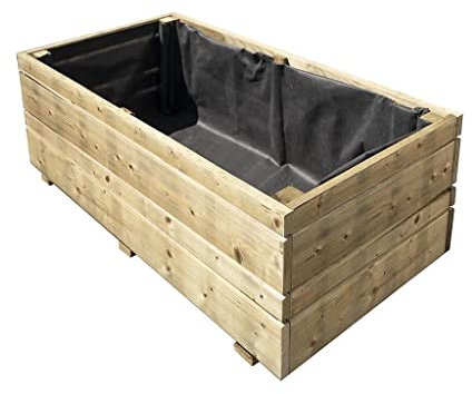 Jardipolys - Maceta rectangular de madera, 80 x 40 x 28 cm | Maceta rectangular grande de madera sobre patas | Maceta de madera para jardín, terraza, balcón