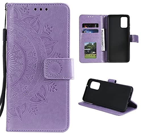 CoverKingz Handy Tasche kompatibel mit Samsung Galaxy A03s - Handycase mit Kartenfach Handyschutzhülle Cover - Smartphonehülle klappbar Motiv Mandala Lila