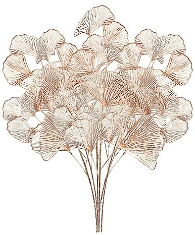 Blanketswarm 6 Stück Ginkgo-Blätter-Dekorationen, künstliche Goldblätter mit Stielen, für drinnen und draußen, Pflanzgefäß, Vasenfüller, Heimgarten, Hochzeitsdekoration-68cm