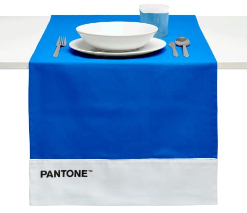 Pantone, moderner Tischläufer, aus 100 % Baumwolle, 220 g, weiche und strapazierfähige Tischdecke, ideal für Küchenzubehör und Tischsets aus Stoff, 45 x 145 cm, Blau