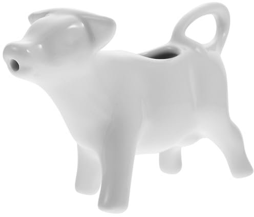 OSALADI Gravy Boat Porcelain Cow Creamer Ceramic Coffee Creamer Serving Pitcher Jug Animal Shaped Sauce Server Cup Flower Vase for Kitchen Cafes Restaurants Hotels 40ML White Espresso Machine