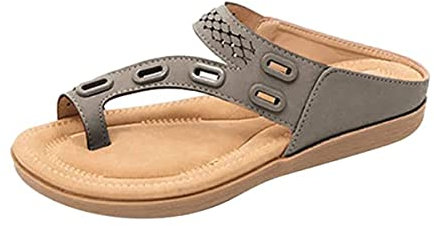 Sandales Orthopediques Femmes Hallux Valgus, Nu Pieds Sandales à Bout Ouvert avec Soutien de La VoûTe Plantaire Tong Femme Compensees Confort Sandales de Plage pour Gros Orteils(Size:38EU,Color:grise)