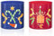 Weihnachtstasse Weihnachtsgläser Weihnachtsbecher oder Kerzenhalter Kristallglas Nicolaus Blau Rot Becher Bohemia 2er Set 410 ml