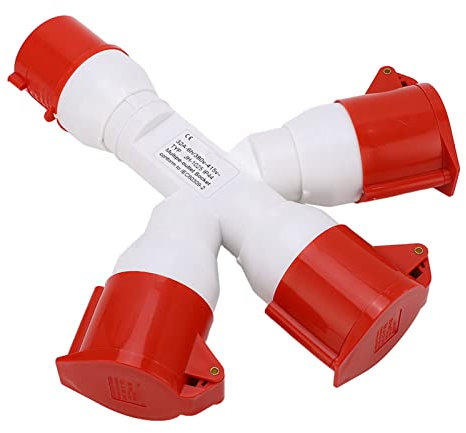 Enchufe Industrial Multifuncional 1 Entrada 3 Salidas 5 Pines IP44 Impermeable con Tapa Antipolvo 380-415V 32A
