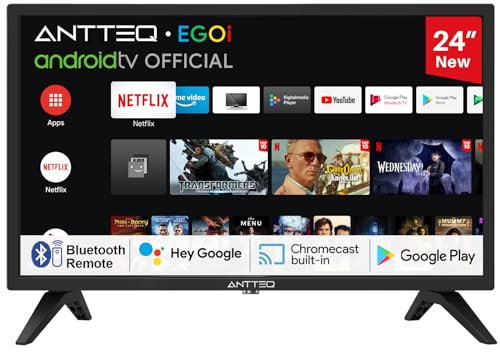 Antteq AG24F1DCU Fernseher 24 Zoll (61cm) Smart TV mit Voice Assistant, DAZN,Netflix, Prime Video, Wi-Fi, Triple Tuner