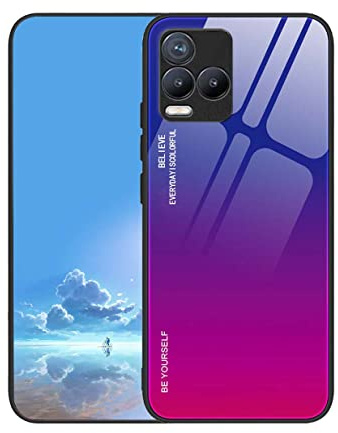 UPLAI Hülle für Vivo Y21/Vivo Y21s/Vivo Y33s, Slim Stoßfest Farbverlauf Handyhülle Case, Temperiertes Glas Rücken and Sanft TPU Silikon Bumper Schutzhülle Cover.Blau Rot