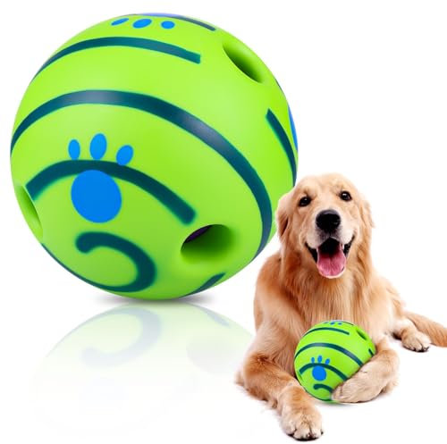 JIZZU Hundeball Hundespielzeug Ball, Giggle Ball, Interaktives Ball, Hundeball Tough Dog Toys, Interaktives Hundebälle Unzerstörbar Quietscheball für Dogs