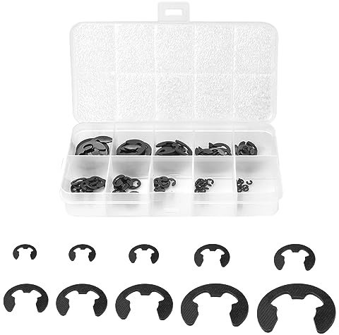 DTYGUIXE 120 Pz Anelli Elastici di Sicurezza per Alberi Anelli Elastici E-Clip M1.5/2/3/4/5/6/7/8/9/10 Assortimento di Anelli di Sicurezza per Fissaggio di Pulegge Ingranaggi di Cuscinetto